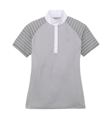 Grey Ariat Aptos VentTek Show Shirt with short mesh sleeves to help you stay cool while riding and competing all summer.