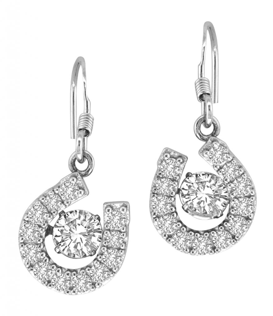 Valentine's Day gift pick: sterling silver Kelly Herd Horseshoe Dangle Earrings adorned with cubic zirconia stones.