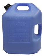 A blue water jug with black cap